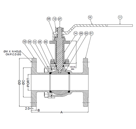 Ball Valve with Extended Spindle Diagram